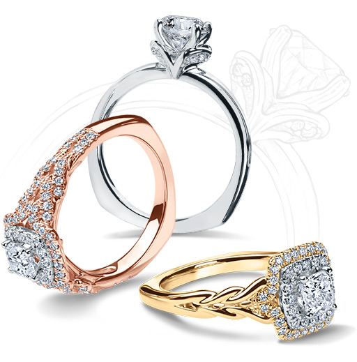 3 Kleinfeld rings, each named after a street in New York City