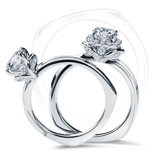 Kleinfeld fine jewelry settings, with two diamond rings.