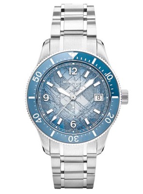 Shop Montblanc 1858 Collection Montblanc 1858 blue dial watch with stainless steel strap