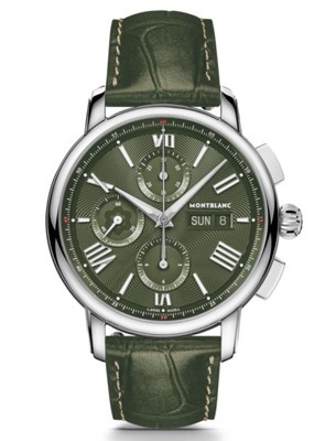 Shop Montblanc All Watches Montblanc green dial watch with green leather strap