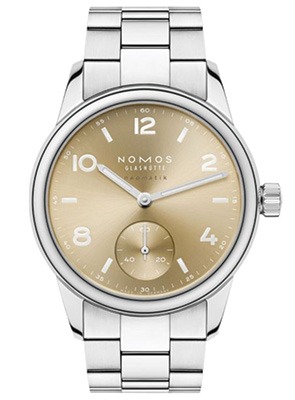Shop NOMOS Club Sport Watches NOMOS stainless steel silver watch with gold dial