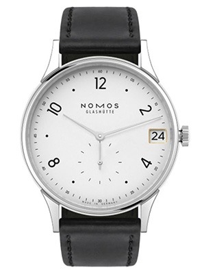 Shop NOMOS Orion Watches NOMOS stainless steel watch with white dial and black leather strap