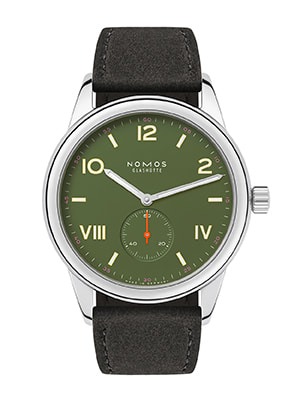 Shop NOMOS Glashütte Club Campus Collection NOMOS Glashütte Club Sport stainless steel watch with olive green dial