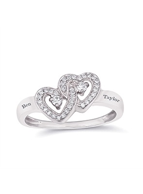 Personalized Promise Ring Personalized diamond promise ring with engraved names