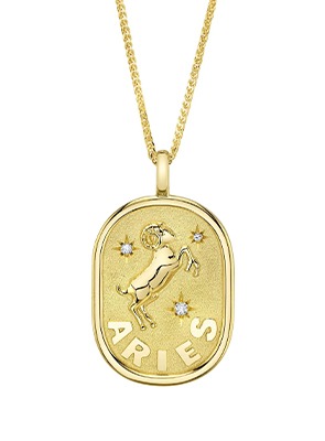 Zodiac Necklace Aries zodiac pendant necklace with diamond accents in yellow gold