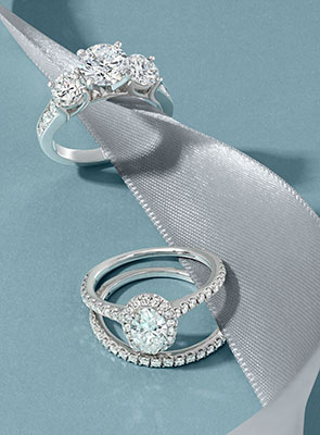 Shop Diamond Engagement Rings at REEDS White gold rings with round and oval shaped diamond engagement rings and bands with accents diamonds