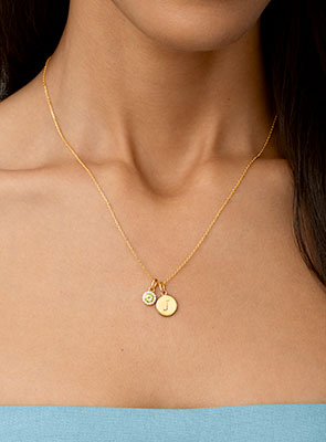 Shop Personalized Jewelry at REEDS Gold charms with letter J initial on dainty gold chain