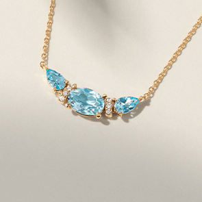 Roberta Z Necklaces Collection Roberta Z blue gemstone and diamond pendant necklace in yellow gold