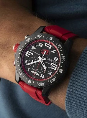 Breitling Professional Endurance Pro Red Rubber Strap Watch Breitling Endurance Pro black dial dial watch with red rubber strap