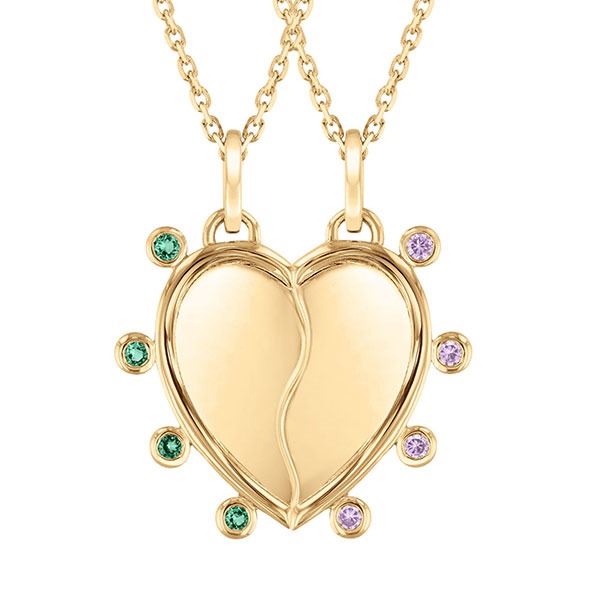 Wicked Emerald & Pink Sapphire Gold Vermeil Heart Pendant Necklace Wicked by REEDS | Wicked Emerald & Pink Sapphire Gold Vermeil Heart Pendant Necklace | REEDS Jewelers