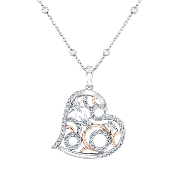 Wicked Glinda Diamond Two-Tone Heart Pendant Necklace Wicked by REEDS Jewelers | Wicked Glinda Diamond Two-Tone Heart Pendant Necklace | REEDS Jewelers