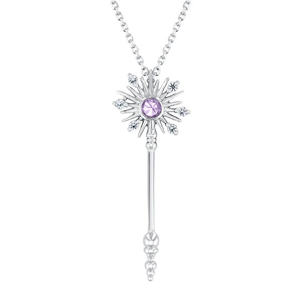 Wicked Glinda Pink & White Sapphire Sterling Silver Wand Pendant Necklace Wicked by REEDS Jewelers | Wicked Glinda Pink & White Sapphire Sterling Silver Wand Pendant Necklace | REEDS Jewelers