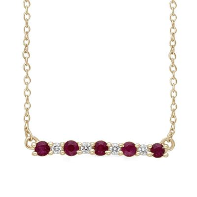 Kallati Ruby and Diamond Bar Necklace 1/15ctw