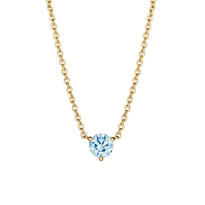Lightbox Blue Lab Grown Diamond Solitaire Gold-Plated Necklace 1/2ct