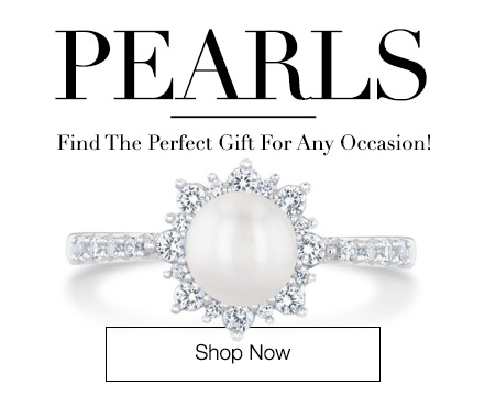 PEARLS. Find the perfect gift for any occasion! Shop Now. Image features a pearl ring with the pearl encircled in a halo of created white sapphires, item 19890128.