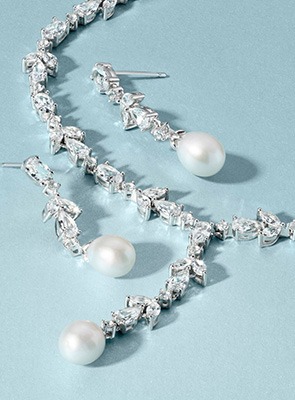 White gold pearl drop earrings and pearl pendant necklace &ndash; elegant Mother&rsquo;s Day gift set