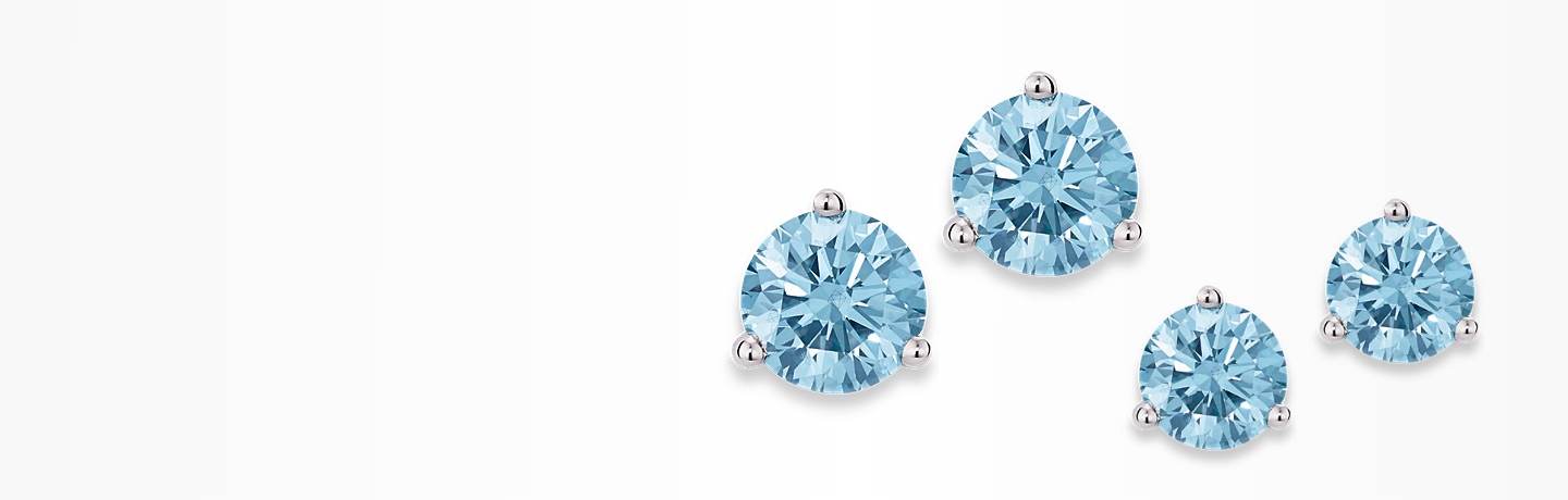 Blue Diamond Solitaire Studs