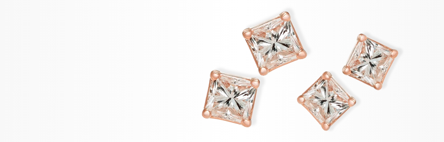 Rose Gold Diamond Solitaire Studs