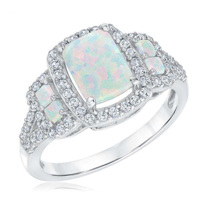 Created Opal and Created White Sapphire Sterling Silver Ring | REEDS ...