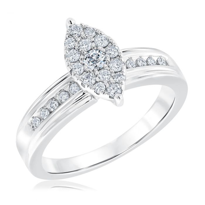 Ellaura Harmony Marquise Cluster Diamond Engagement Ring 3/8ctw REEDS