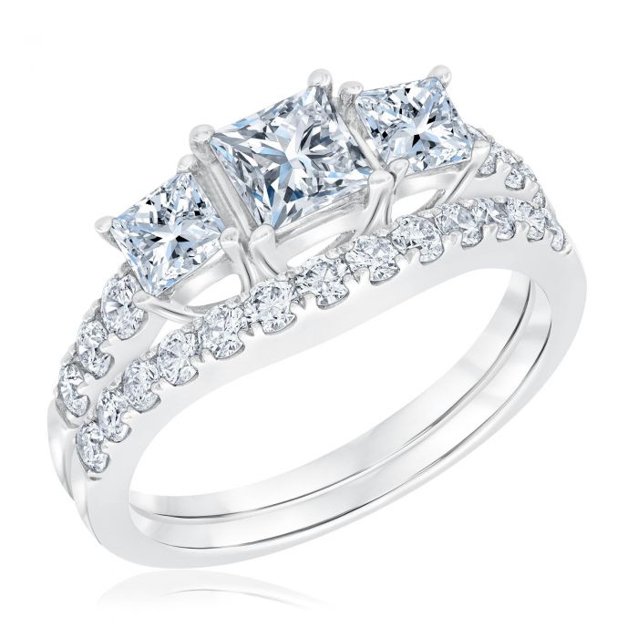 Ellaura Journey Three Stone Princess Diamond Engagement And