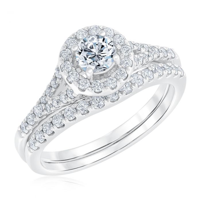 Ellaura Timeless Round Diamond Halo Engagement And Wedding Ring