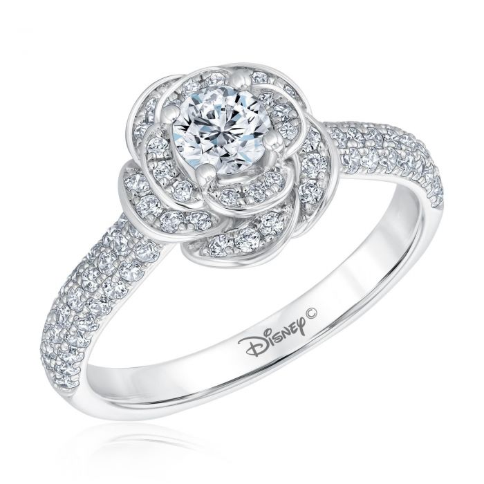 Enchanted Disney Fine Jewelry Belle S Rose Round Diamond