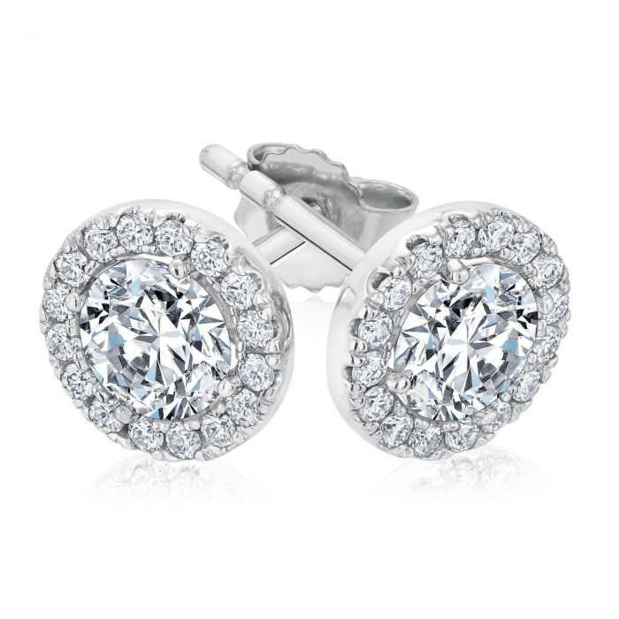 Exclusive Reeds Econic Lab Grown Round Diamond Halo Stud Earrings