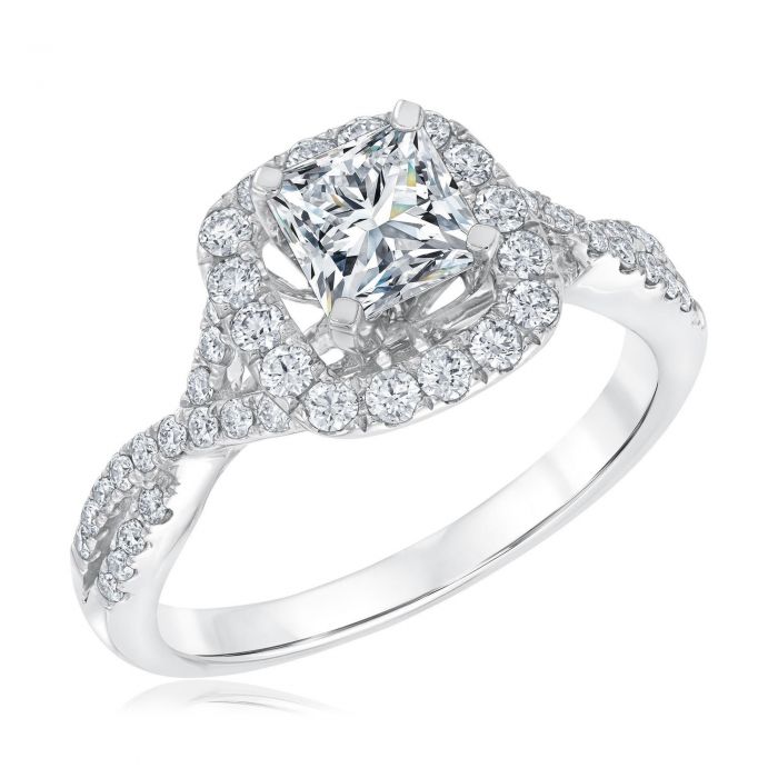 Exclusive REEDS Signature Square Diamond Halo Engagement Ring 1 1/2ctw