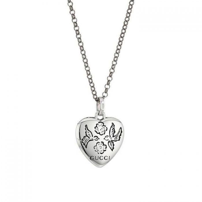 Gucci Sterling Silver Blind for Love Engraved Heart Pendant
