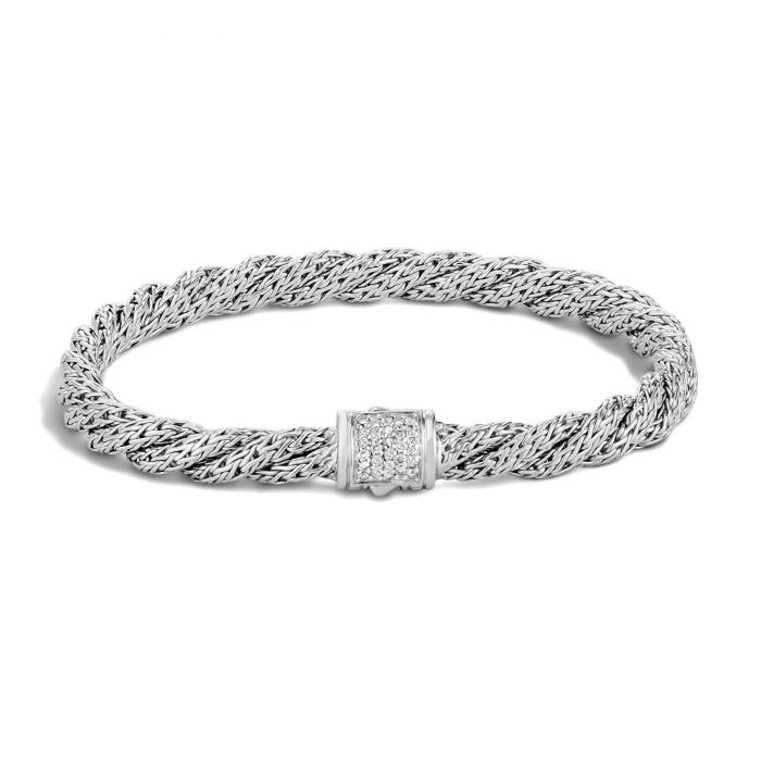 John Hardy Twisted Chain Diamond Bracelet 1/6ctw REEDS Jewelers
