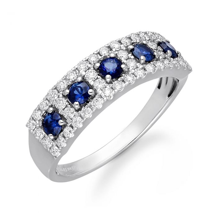 Kallati Blue Sapphire and Diamond Fashion Band Ring 1/2ctw REEDS Jewelers