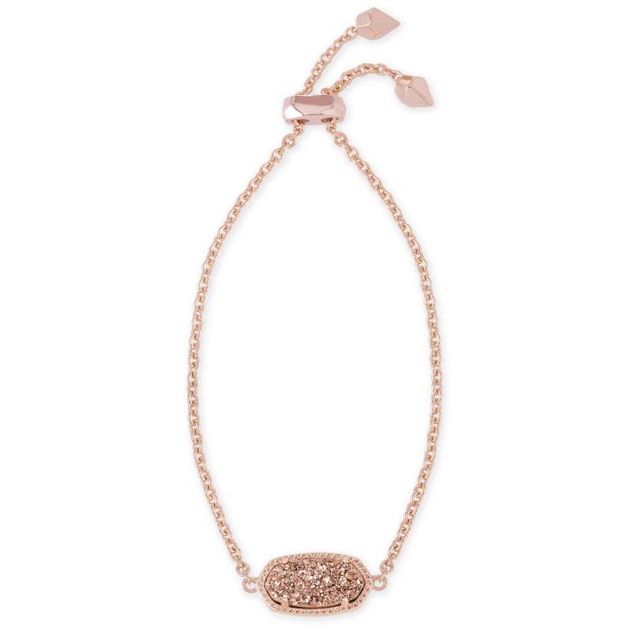Kendra Scott Stan Silver Adjustable Chain Bracelet in Rose Quartz