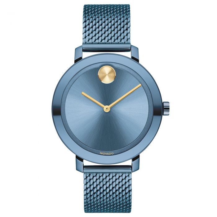 Ladies Movado Bold Evolution Blue Ion Plated Stainless Steel Mesh