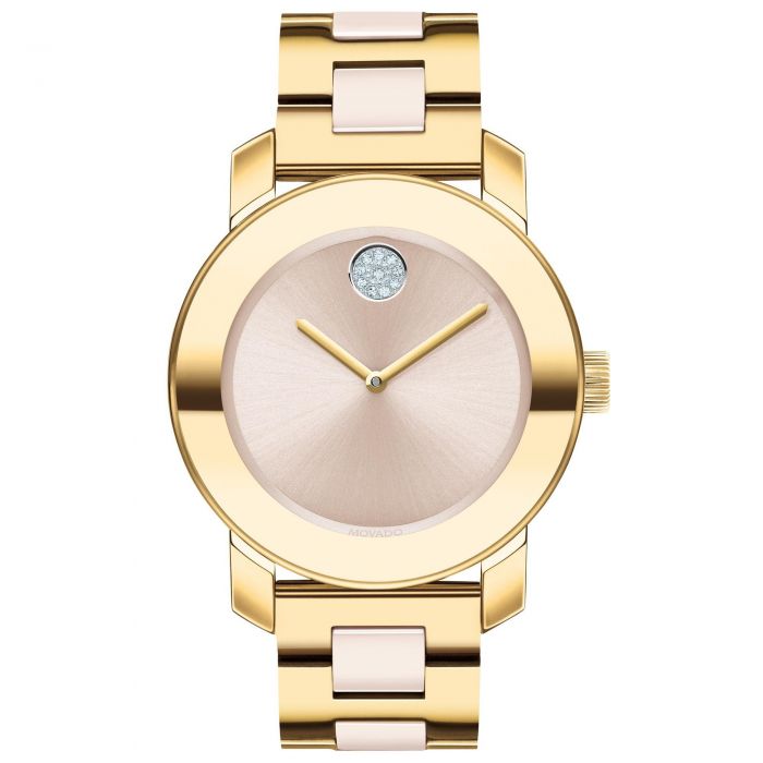 Ladies Movado Bold Pale Yellow Gold Tone Stainless Steel And