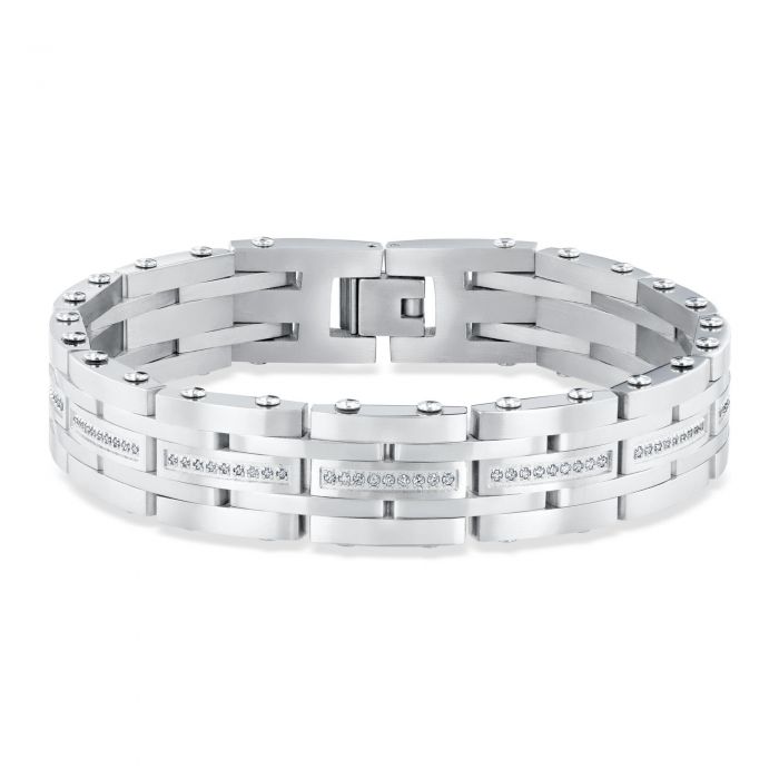Men's Diamond and Stainless Steel Bracelet 1/2ctw REEDS Jewelers
