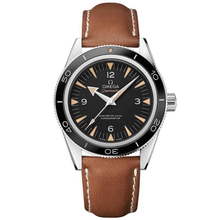 Men's OMEGA Seamaster Brown Leather Strap Watch ...