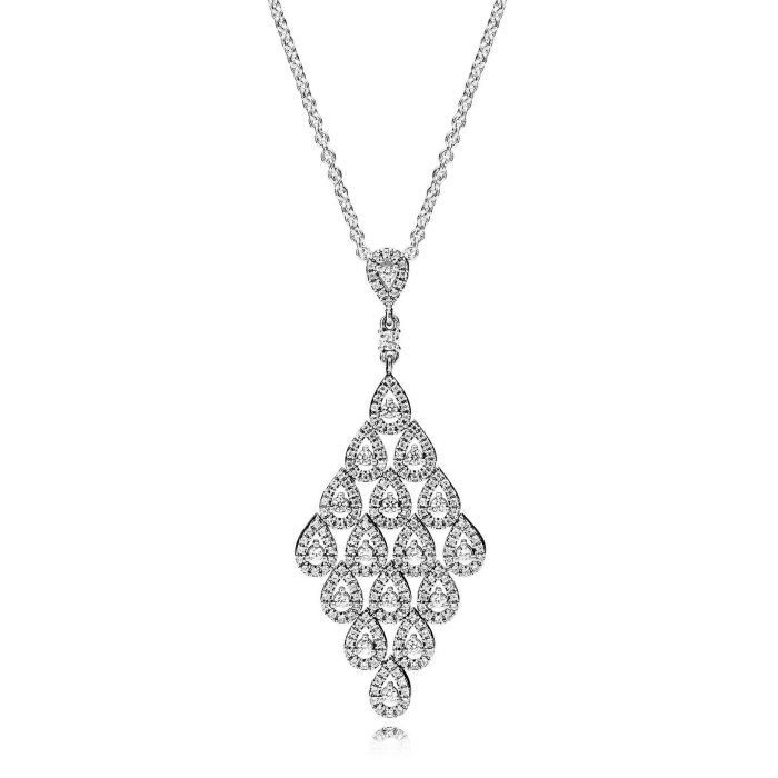 Pandora Cascading Glamour Necklace and Pendant, Clear Cubic Zirconia ...