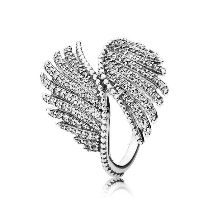Pandora Majestic Feathers Ring, Clear Cubic Zirconia | REEDS Jewelers