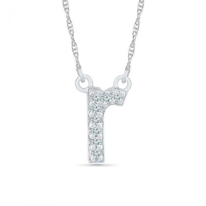 Sterling Silver Diamond Accent Lowercase Initial R Pendant