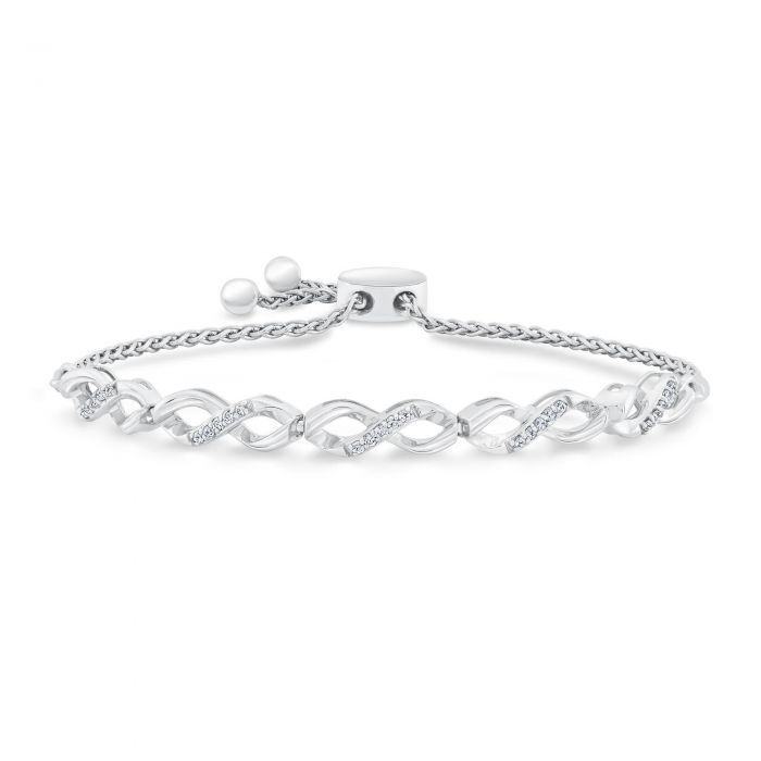 ctw Infinity White and Black Diamond Bracelet 1//2 Carat in Sterling Silver