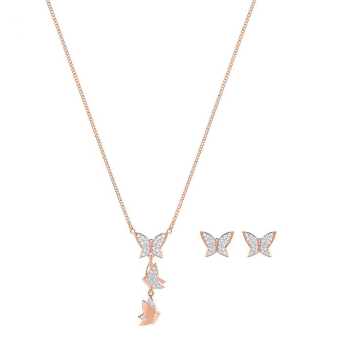 Swarovski Crystal Lilia Rose Gold Tone Necklace And Earring Set Swarovski Crystal Lilia Rose Gold Tone Necklace And Earring Set