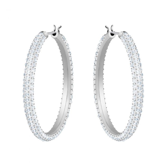 Swarovski Crystal Stone Rhodium Plated Hoop Earrings Swarovski Crystal Stone Rhodium Plated Hoop Earrings