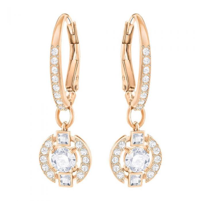 Swarovski Jewelry Rose Gold Toned White Sparkling Dance Round Earrings Swarovski Jewelry Rose Gold Toned White Sparkling Dance Round Earrings