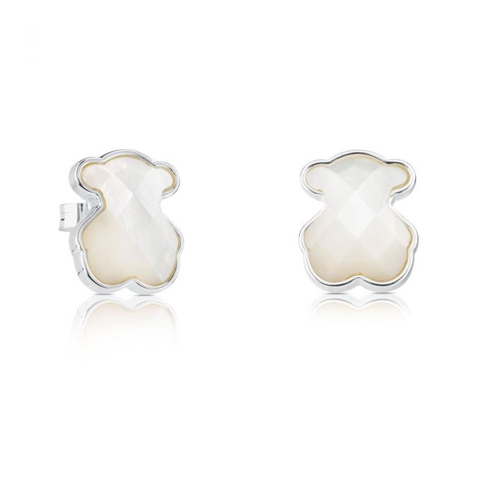 TOUS MotherofPearl Bear Sterling Silver Stud Earrings REEDS Jewelers