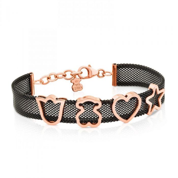 TOUS Rose Vermeil Silver and Steel Icons Mesh Bracelet | REEDS Jewelers