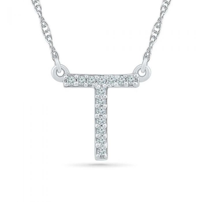 White Gold Diamond Uppercase Initial T Pendant 1 20ctw Reeds Jewelers