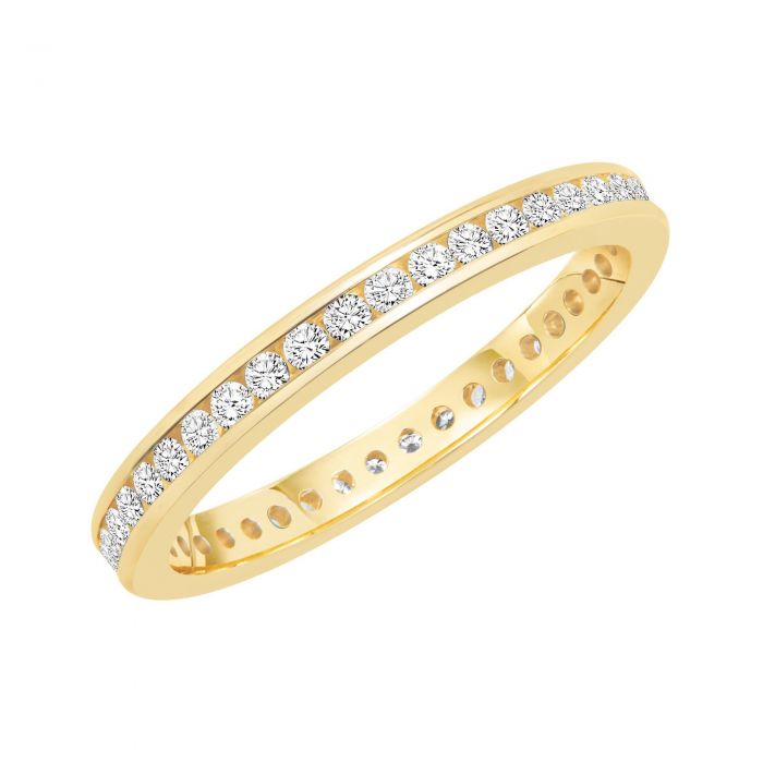Yellow Gold Channel Set Round Diamond Eternity Band 1/2ctw | REEDS Jewelers