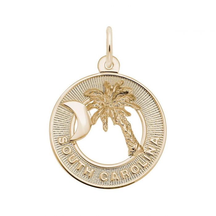 Yellow Gold Palmetto Crescent Moon Charm REEDS Jewelers