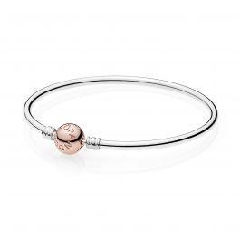 Pandora Sterling Silver Bangle Bracelet With Rose Clasp Pandora Sterling Silver Bangle Bracelet